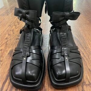 Louis Vuitton Black Sandals with Bow Detail